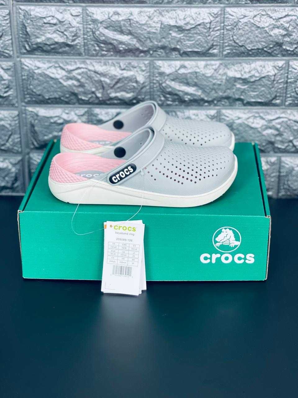 Шлепанцы Crocs LiteRide женские Повседневные Gray\Pink Хит сезона!