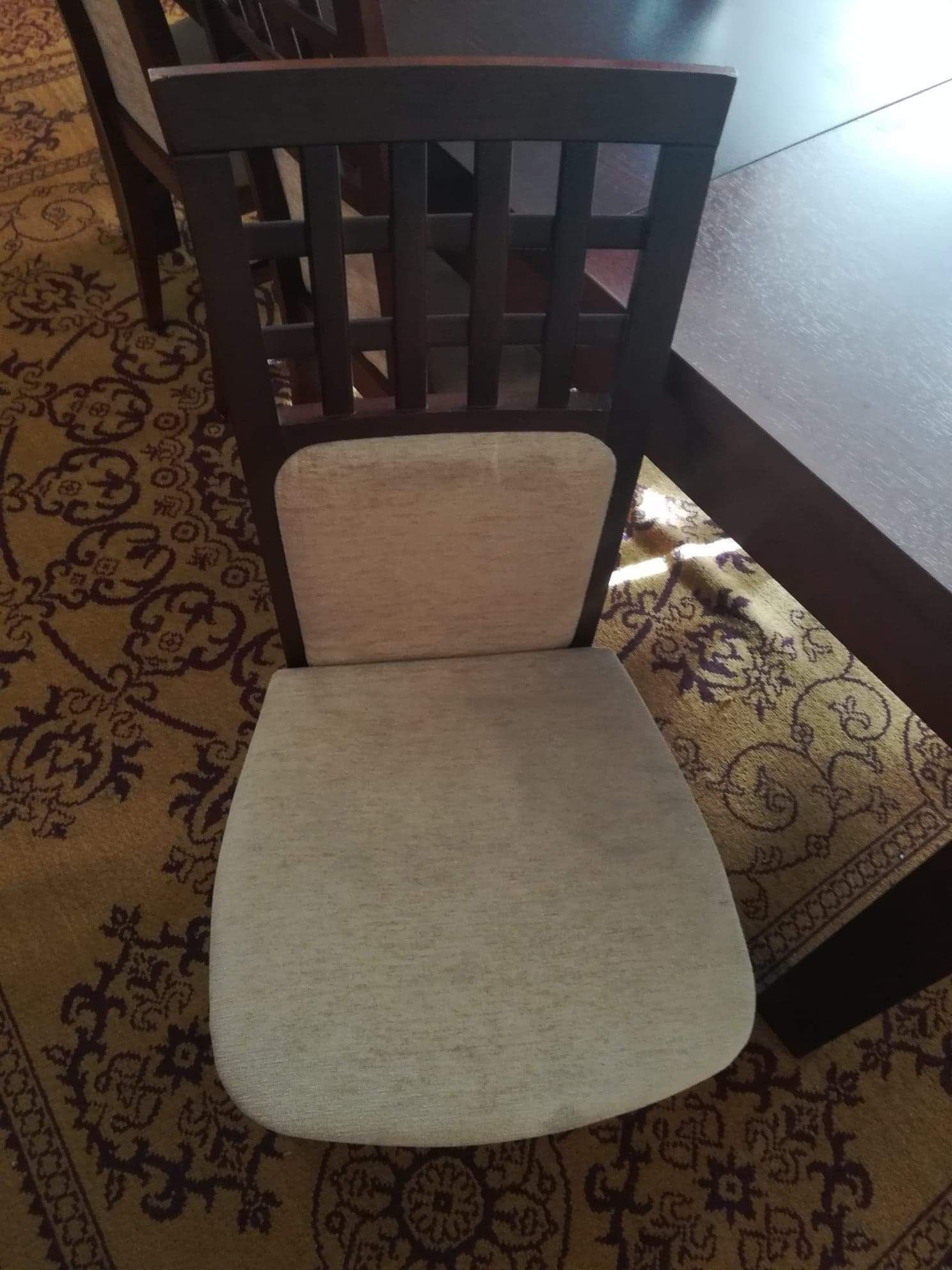 Stół ciemny brąz  95/190-250 + 6 krzeseł