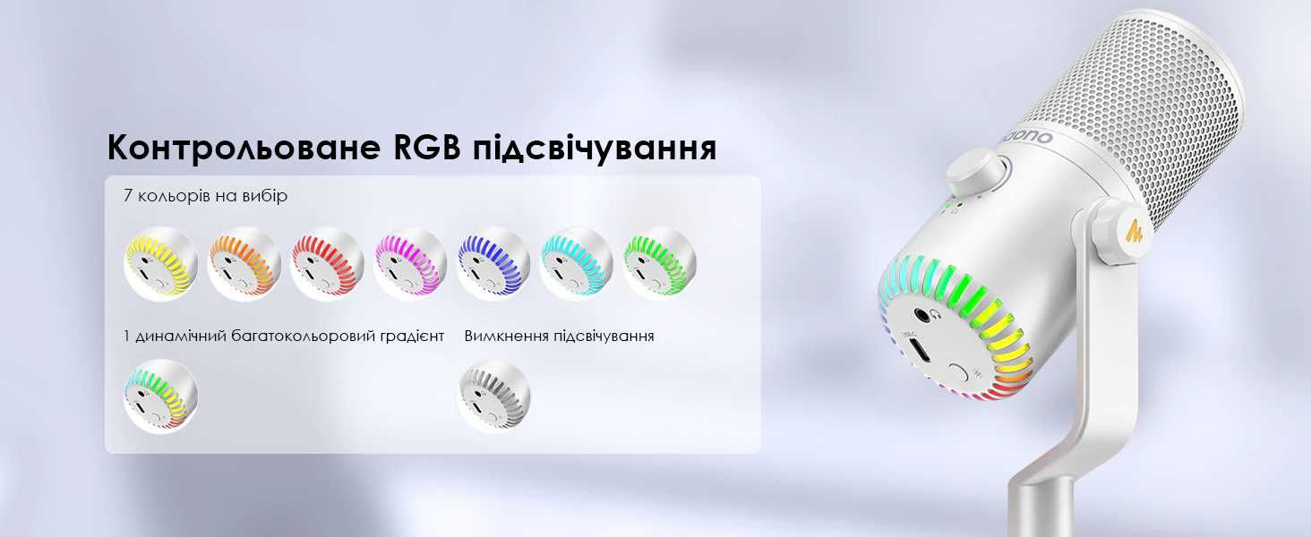 Мікрофон конденсаторний USB Maono DM30 RGB для блогера