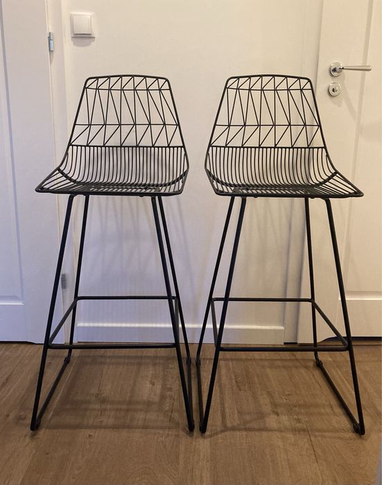 Hokery barowe czarne 2szt.