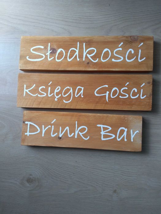 Drewniane napisy ślubne - Drink Bar, Księga Gości, Słodkości