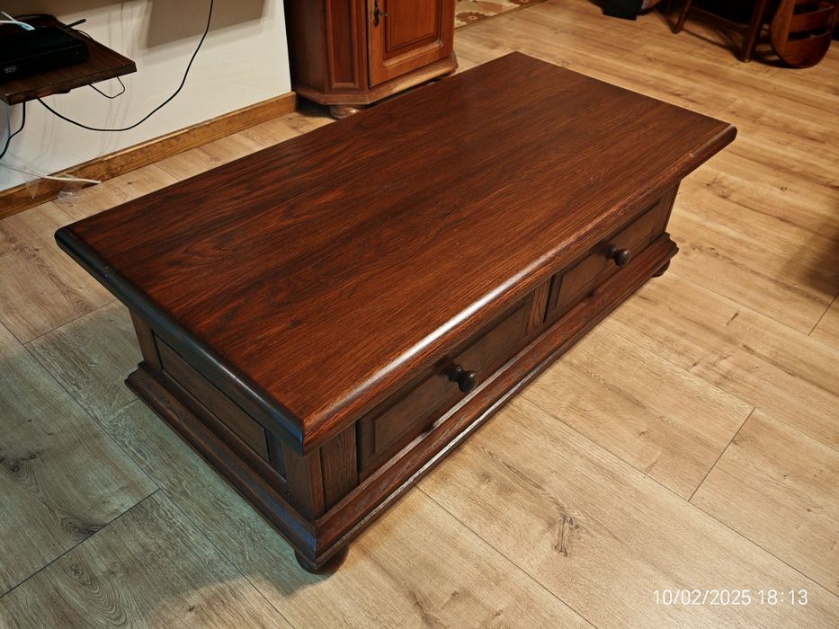 Ława / Stolik / Szafka pod TV z szufladami z drewna dębowego