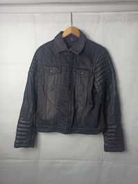 All Saints Keaton Denim Jacket leather arms kurtka jeansowa