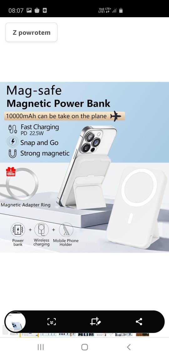 LUCKYDUO Zewnętrzna bateria magnetyczna Power Bank 10000 ah indukcyjny