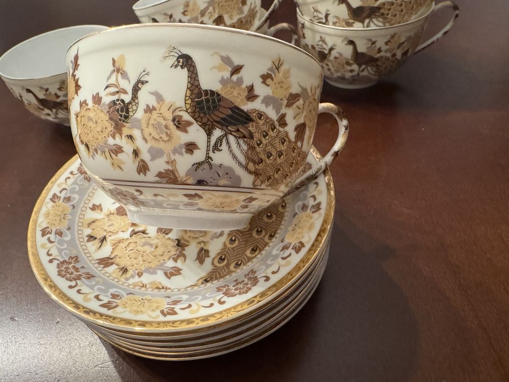 Zastawa, komplet, porcelana, zestaw kawowy, filiżanki talerzyki Veroni