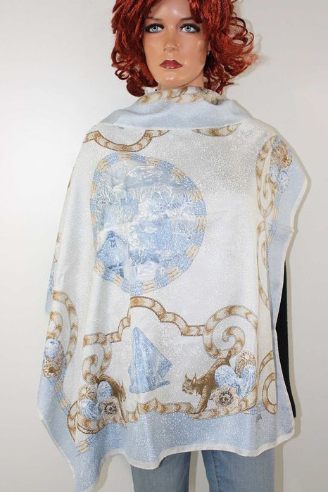 ESCADA Piękna Jedwabna Chusta Apaszka Jedwab 100% 90x92