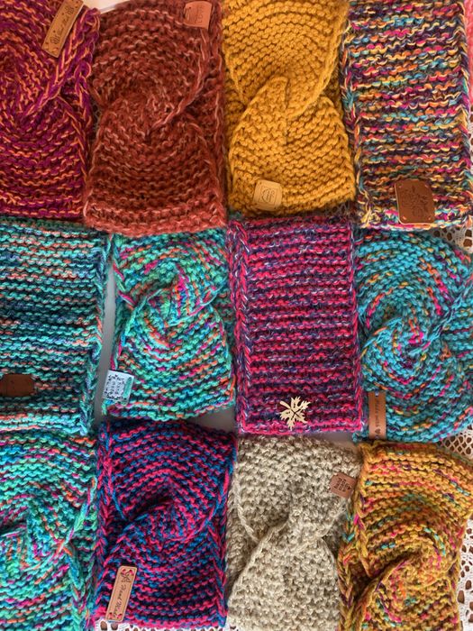 Opaska na głowę handmade robiona na drutach