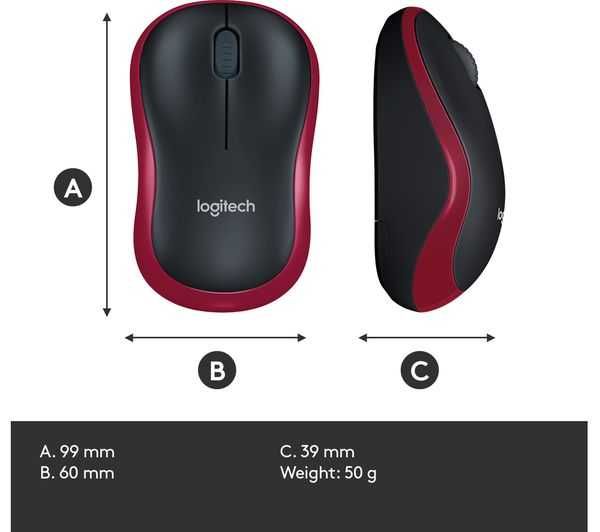 Мышь Logitech M185 Wireless Red