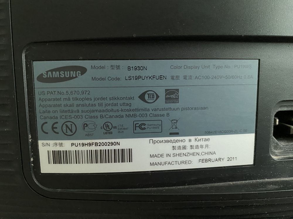 Monitor SAMSUNG 18,5cala rozdzielczość 1366x768