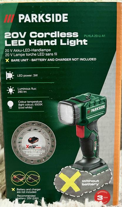 Ліхтарик PARKSIDE Лампа акумуляторова LED 20 V, PLHLA 20 Lі A1