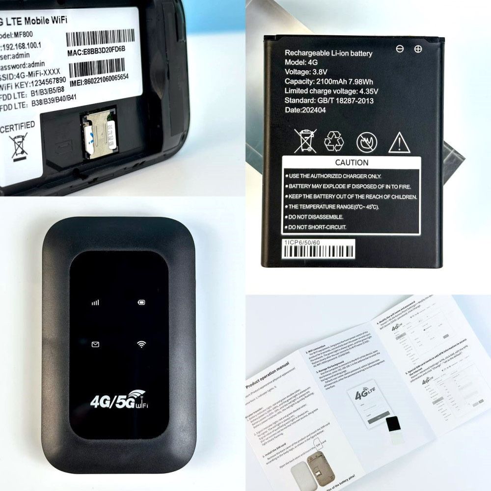 Портативный модем 4G LTE с Wi-Fi MF800-5 150Mbps для раздачи интернета
