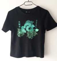 T-shirt Sinsay XS 34 oversize luźny Osaka chiński smok