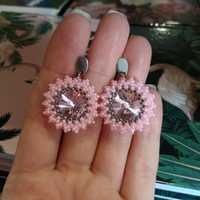 Kolczyki różowe z koralików szklanych handmade
