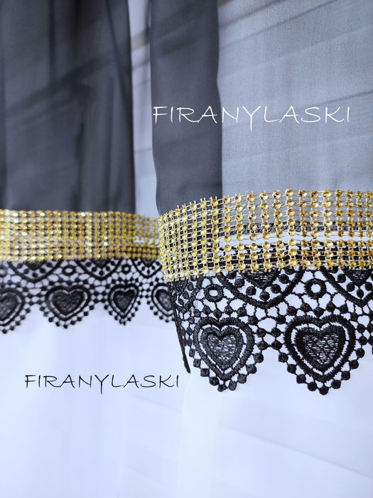 Firana Gotowa Firanki Firany do pokoju salonu gipiura złote cyrkonie