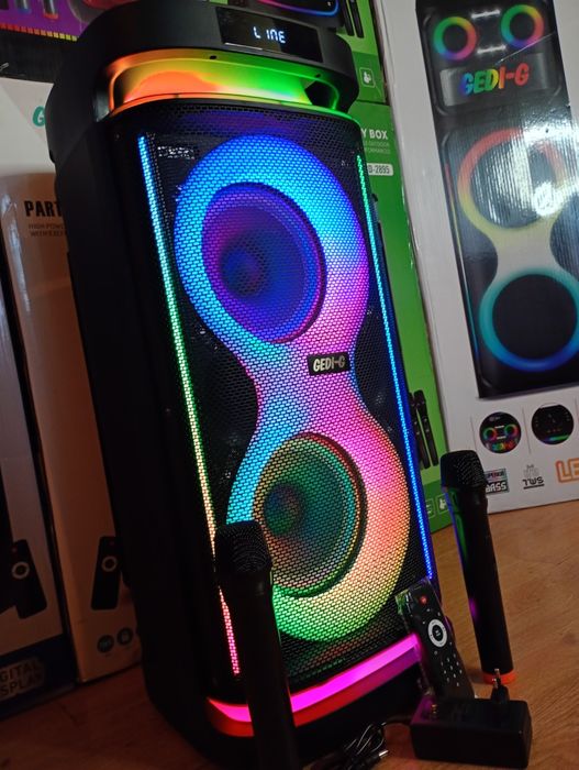 Блютуз караоке акустика Temeisheng-38D(SD,USB,FM)пультДУ, 2микрофона