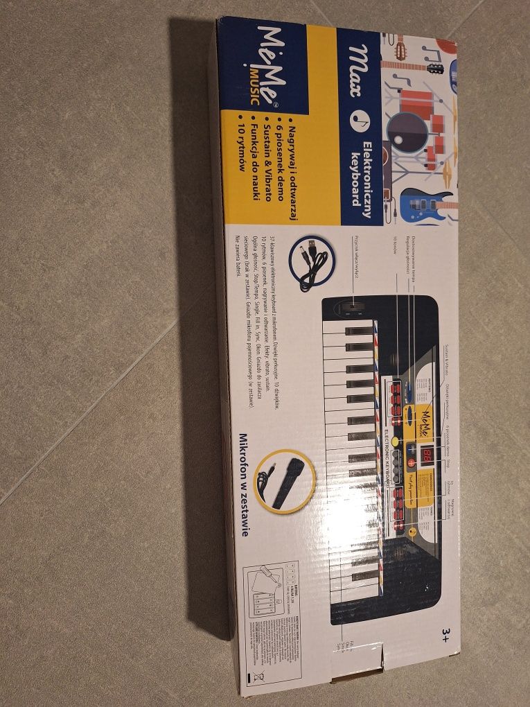 Elektroniczny keybord z mikrofonem,pianinko,me me music max nowy,37kla