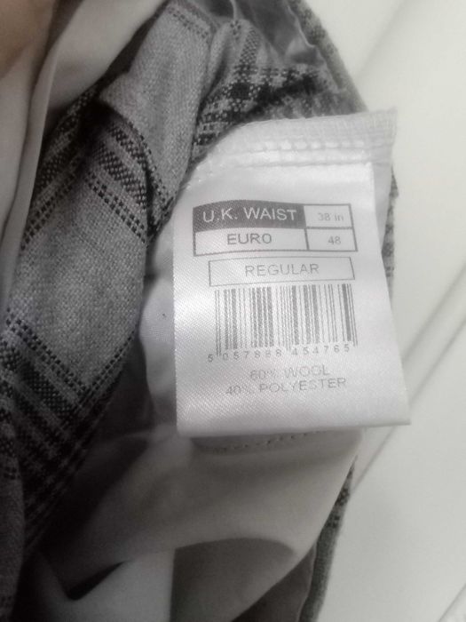 jak NOWE wełniane egipskie spodnie casual XL męskie klasyczne w kratę