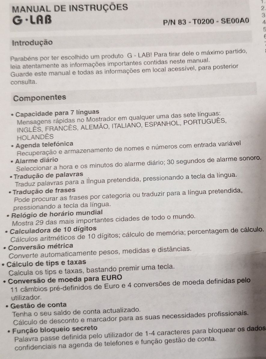 Tradutor de 7 línguas, calculadora etc.