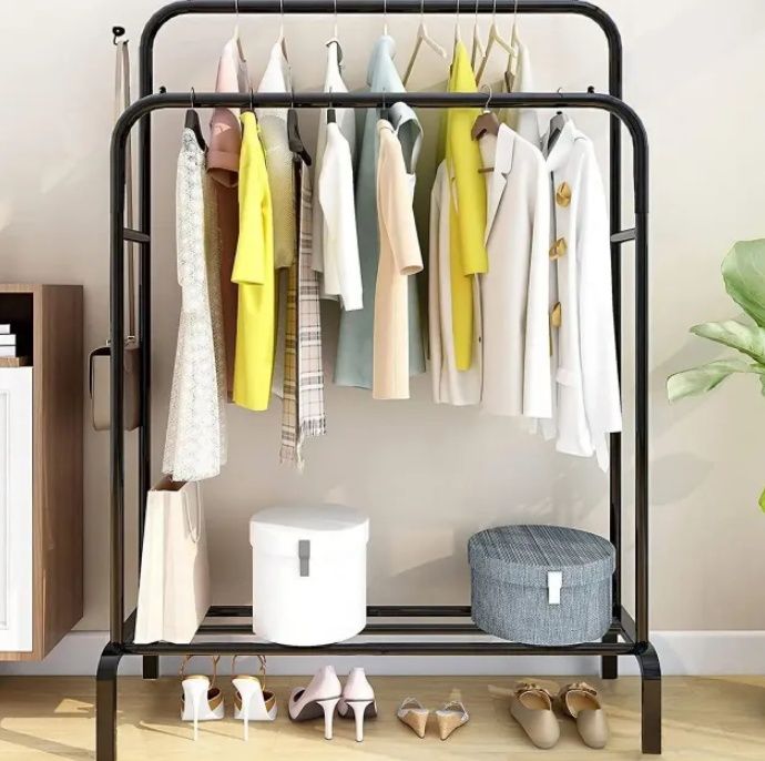 Подвійна стійка вішалка для одягу