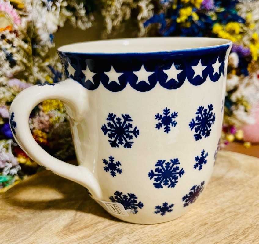 Ceramika Bolesławiec. Kubek śnieżynka 500 ml (381)