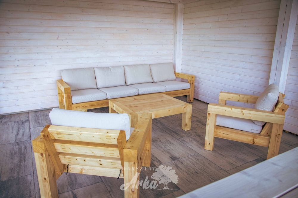 Sofa, fotel, stół, meble ogrodowe