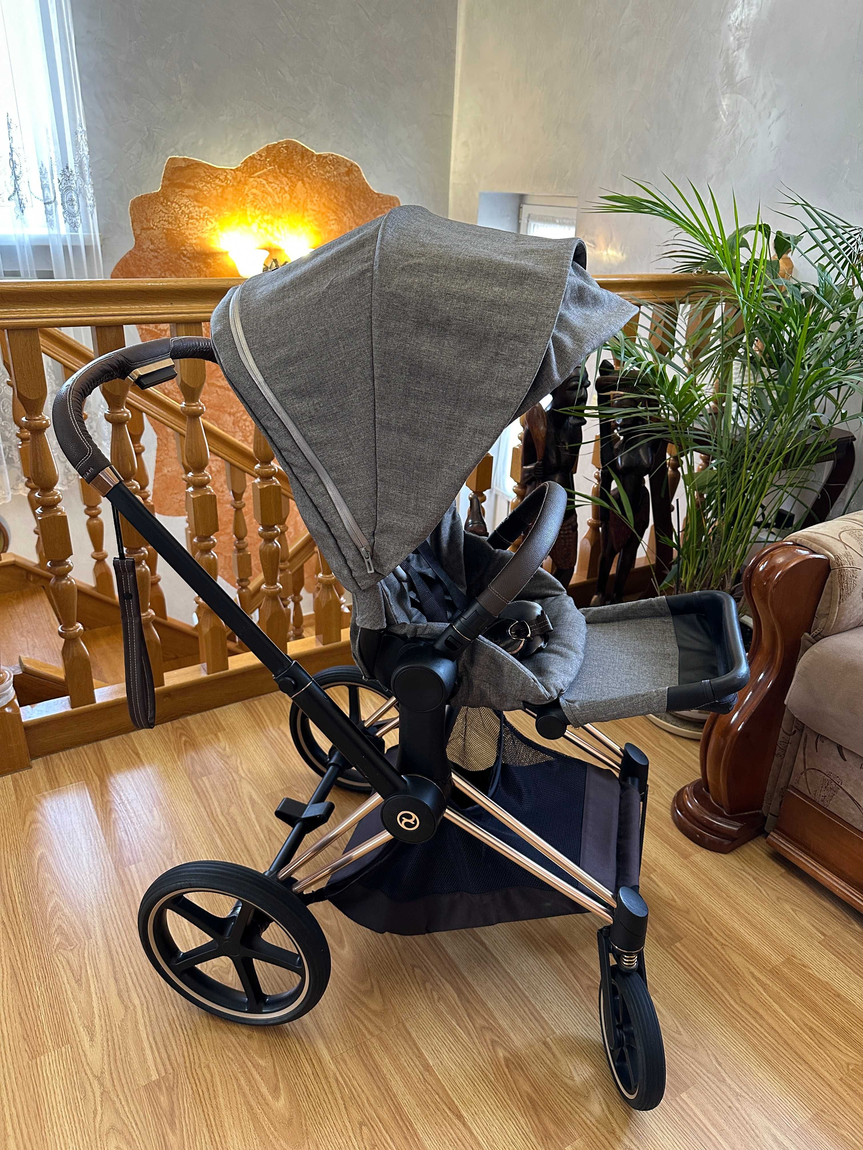 Прогулянковий блок Cybex Priam Manhattan Grey на шасі rose gold