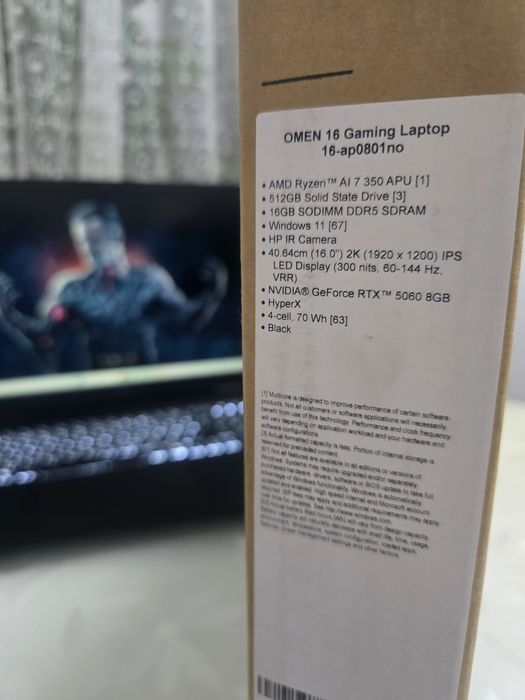 Новий HP OMEN 16/Ryzen AI 7 350/RTX 5060/DDR5:16GB/SSD:512GB