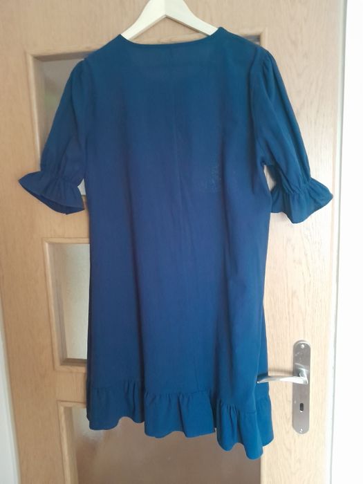 Granatowa lniana sukienka 40 L next h&m reserved