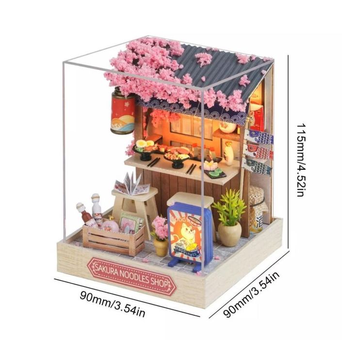 Book Nook DIY – Japoński mini domek Sakura z LED, dekoracja na półkę