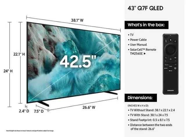 Телевізор Samsung QE43Q7F QLED 4k Smart tv гарантія 12міс