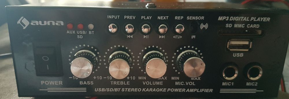 Zestaw karaoke wzmacniacz bluetooth USB mikrofon glośniki