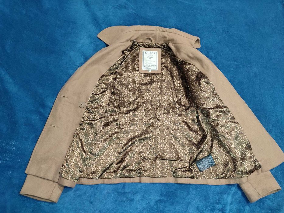 Шерстяное бежевое пальто пиджак Guess, размер S (42)