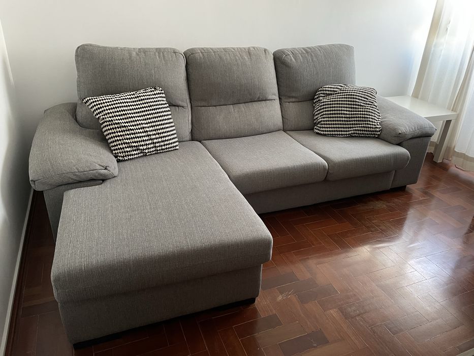 Sofá chaise longue cinzento - reversivel