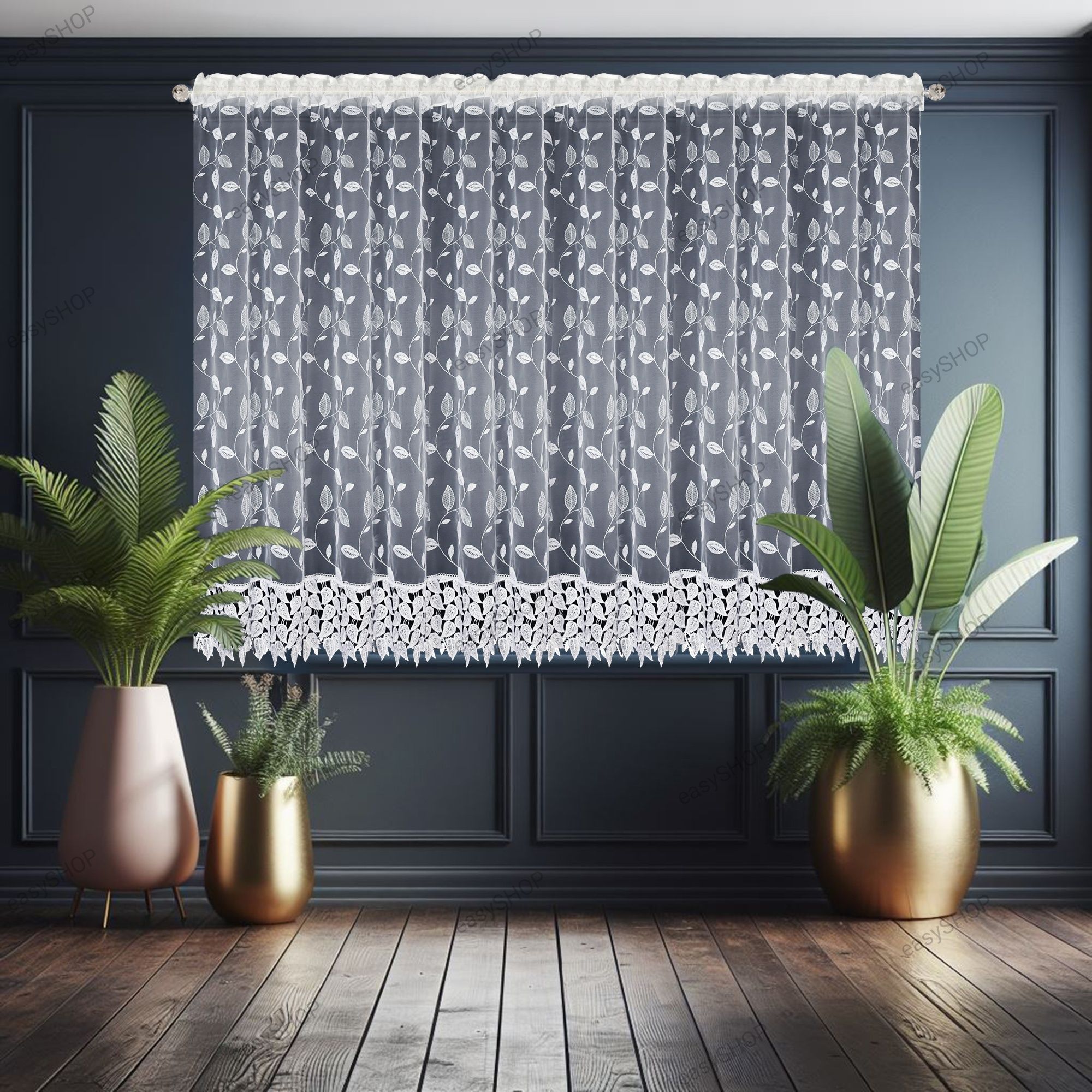 Gotowa firana 160x400 z haftowanej markizety