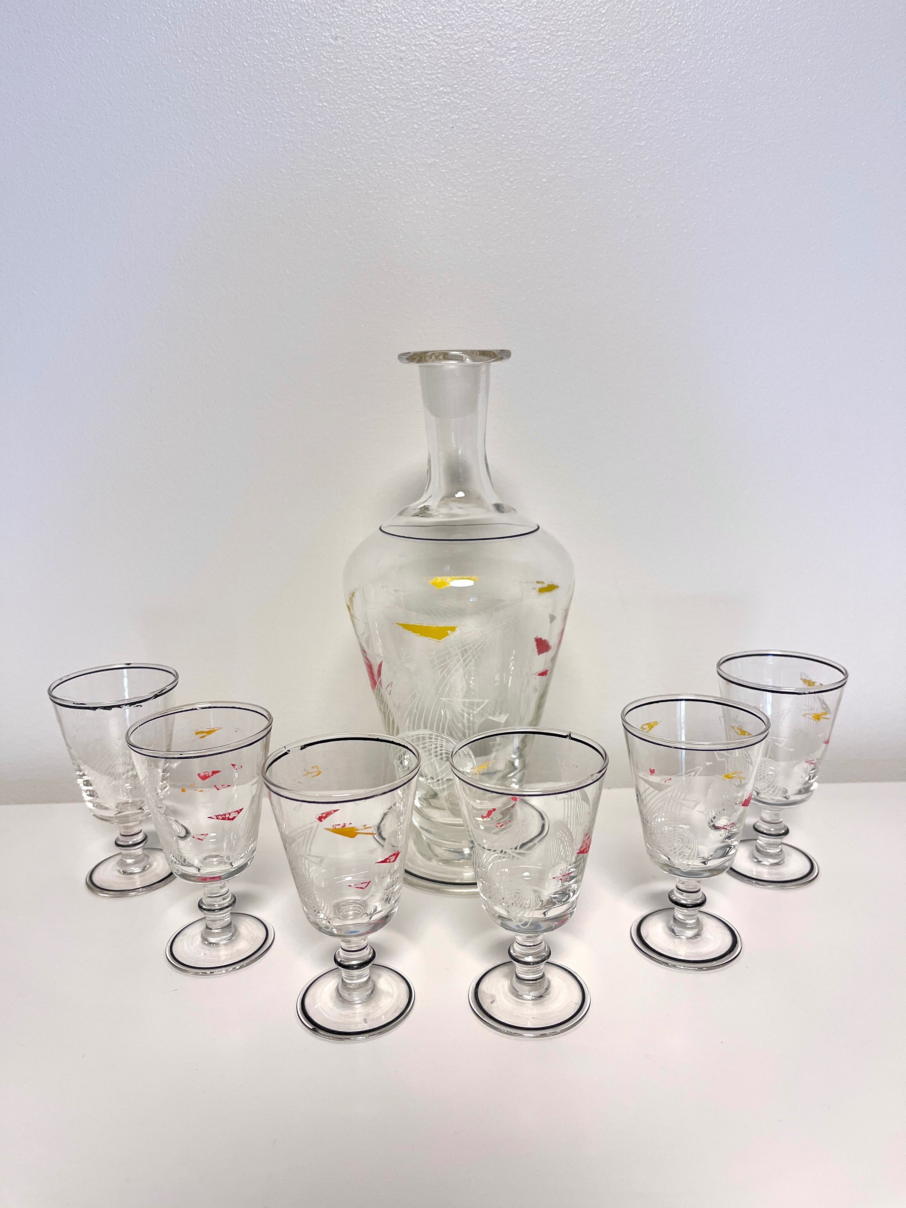 6 copos e garrafa (vintage)