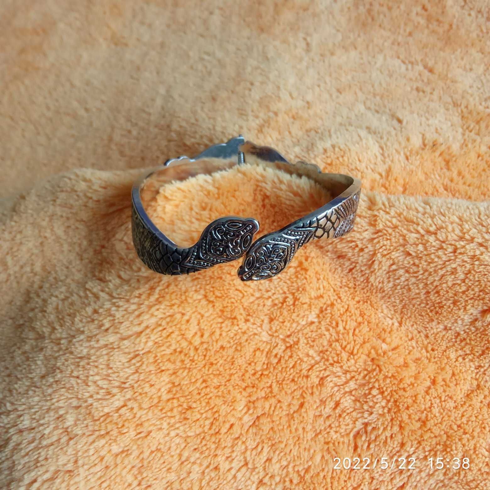 bransoleta gruba z Afryki etno boho orient wąż węże piękny grawer