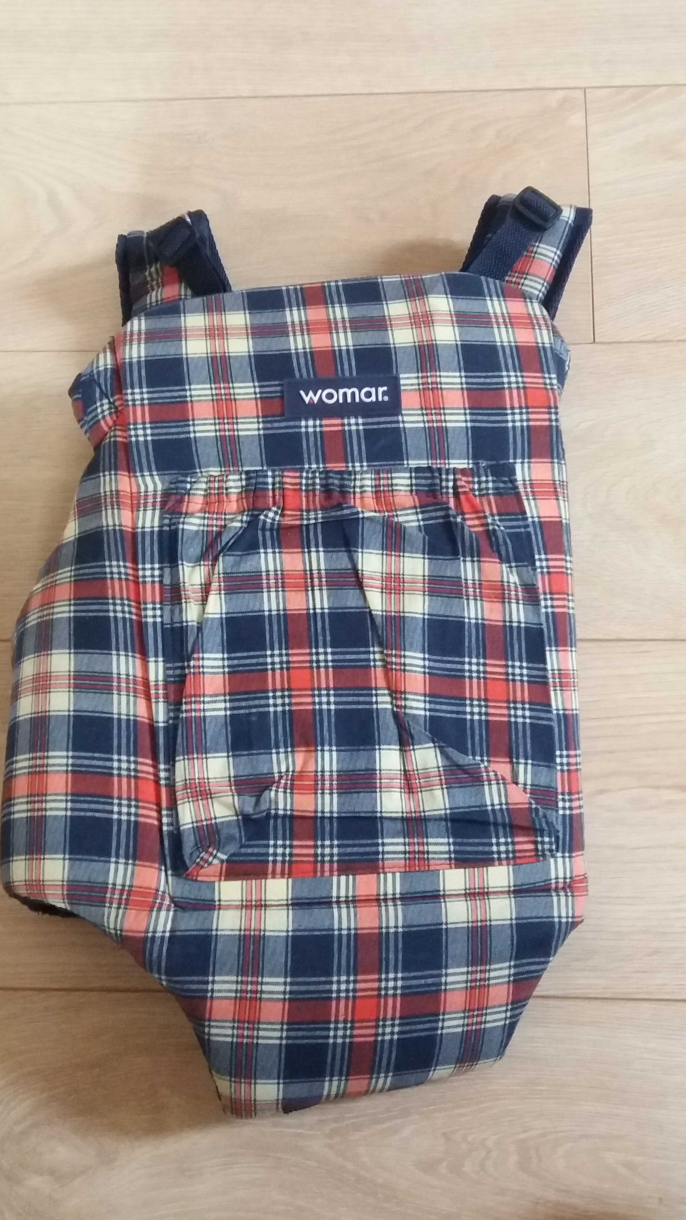 Womar nosidełko nosidło granatowe w kratkę stan bdb