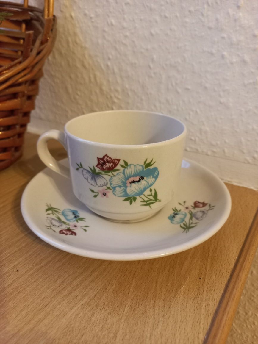 Duo,filiżanka plus talerzyk.Porcelana Chodzież PRL.