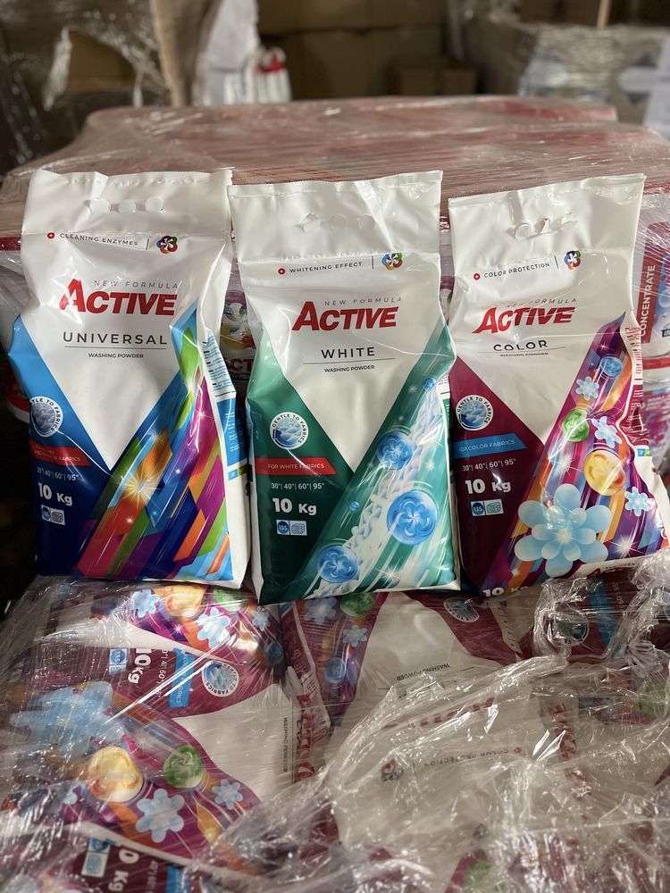 Сухі пральні порошки Active 0.4кг, 2.7кг, 5кг, 10кг, пакет, відро!