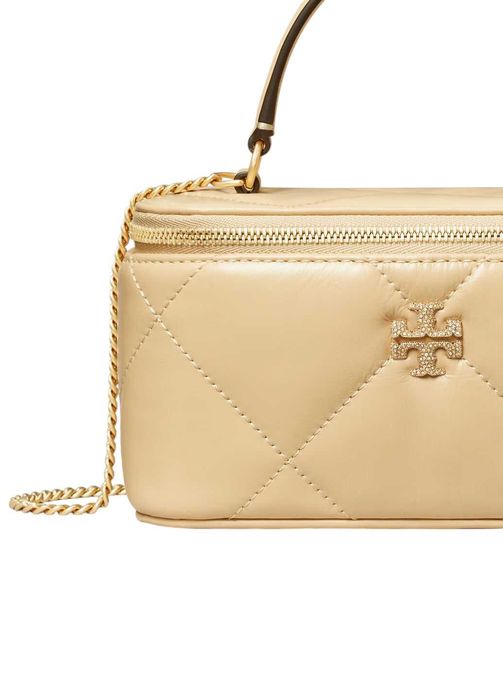 Сумка Tory Burch Kira Diamond Quilt Pave Logo Vanity Case Vanilla