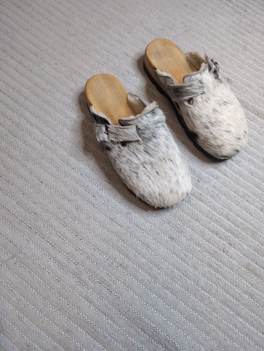 Сабо шльопанці 42р. 27см Devich шкіряні з хутром