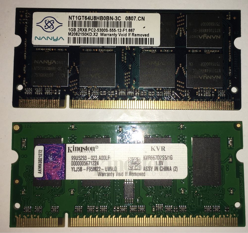 Memorias 1GB+1GB DDR2 para portatil