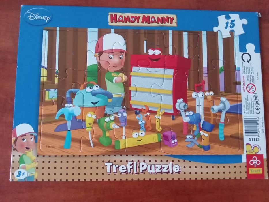 Puzzle Maniek złota rączka, 15 elementów puzzli na podkładce