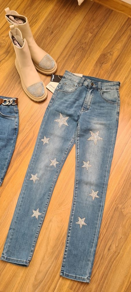 Spodnie Jeans XS S High Waist Nowa Kolekcja