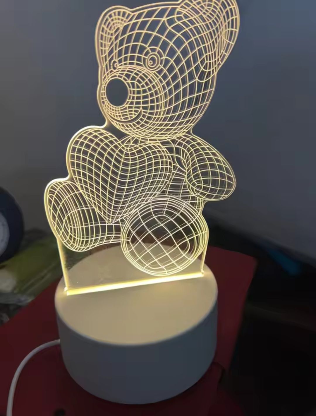 USB LED lambada 3D em formato de ursinho