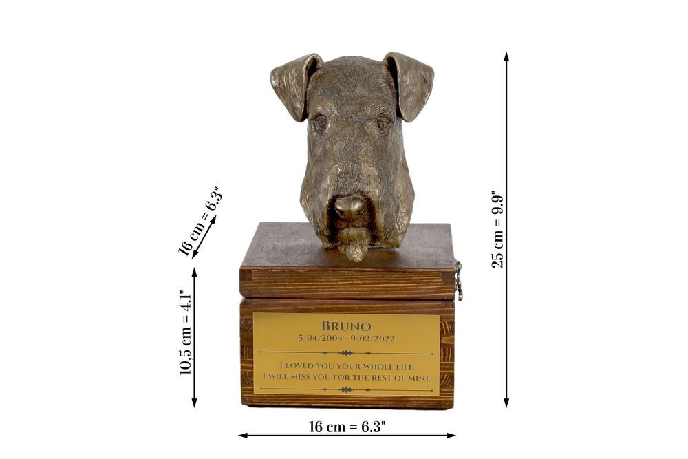Airedale Terrier urna na skrzynce brązowa Art-Dog