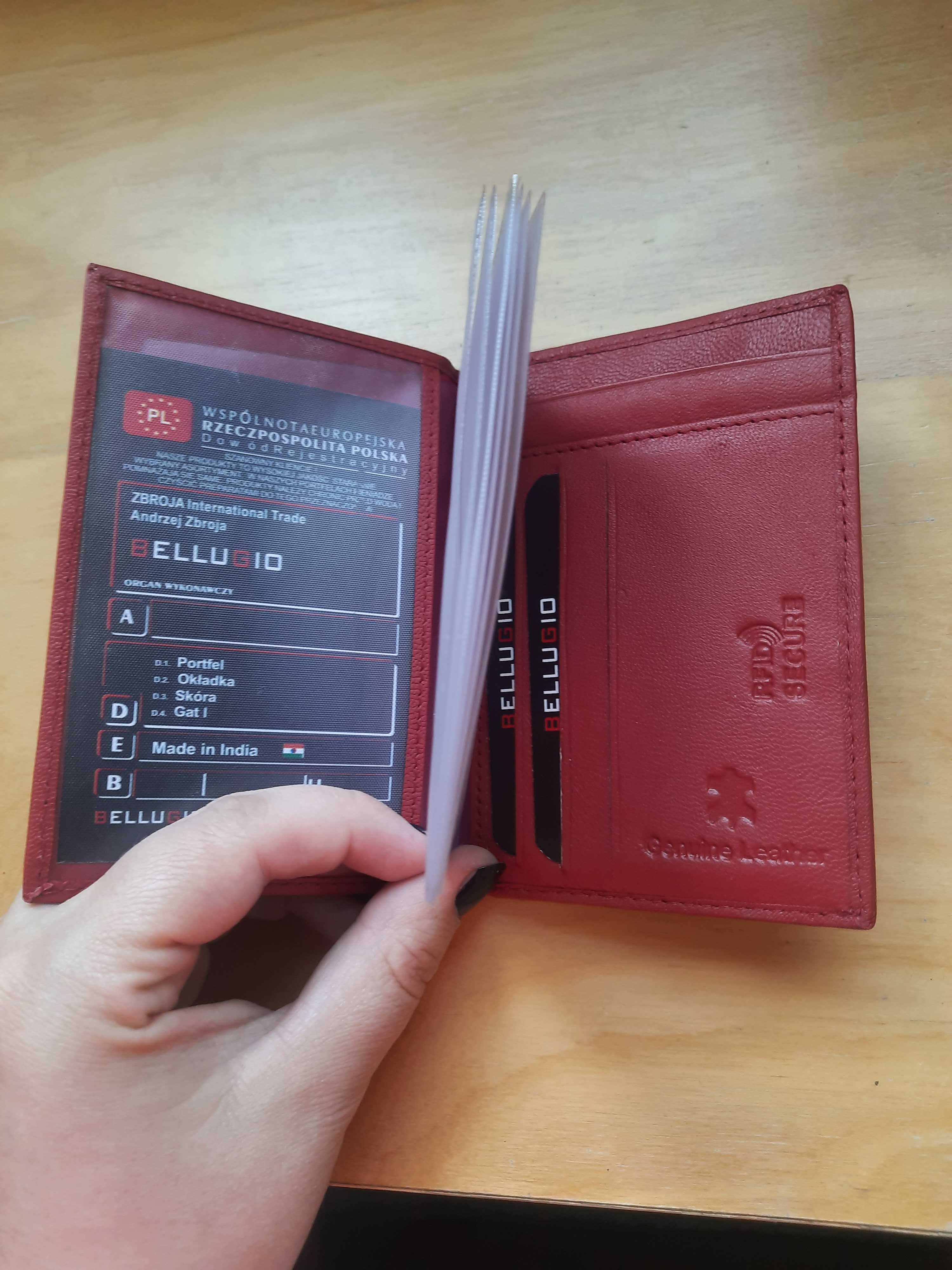 Etui na karty, skórzane! Piękne czerwone