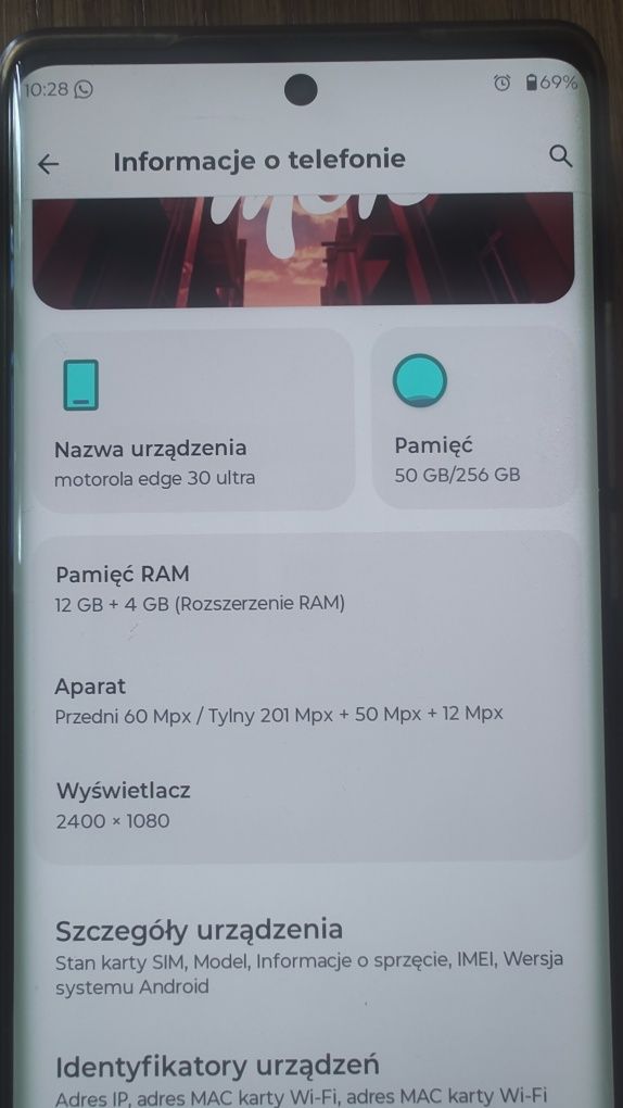 Telefon Motorola edge 30 Ultra 16Gb Ram/256. Android 15