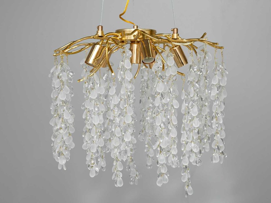 Стильна кришталева люстра "Гліцинія" з алюмінієвими елементами, 6 ламп