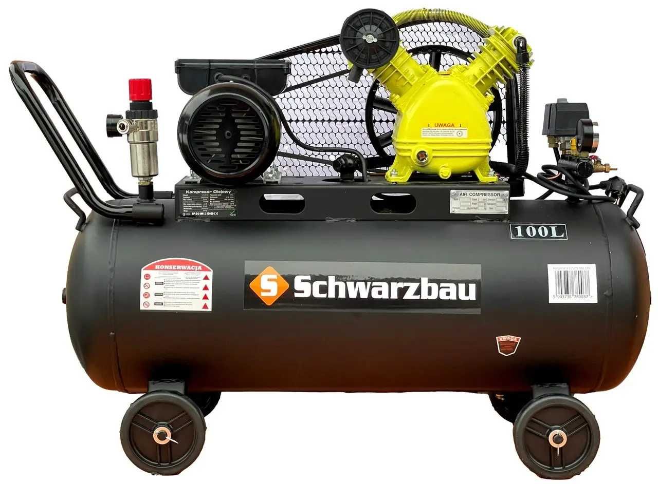 Компресор повітряний Schwarzbau 100л 3.2кВт 10ат 354л/хв компрессор PL